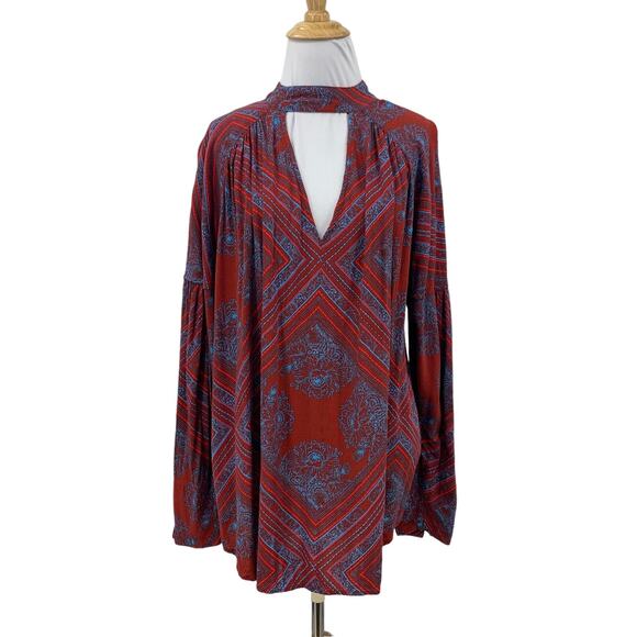 Free People Top Womens M Medium Walking On A Dream Plunge V Neck Cutout Tunic - Picture 1 of 15